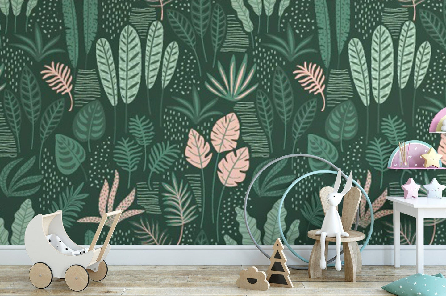 Abstract Jade Green Leaf Wall Mural
