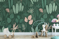 Abstract Jade Green Leaf Wall Mural
