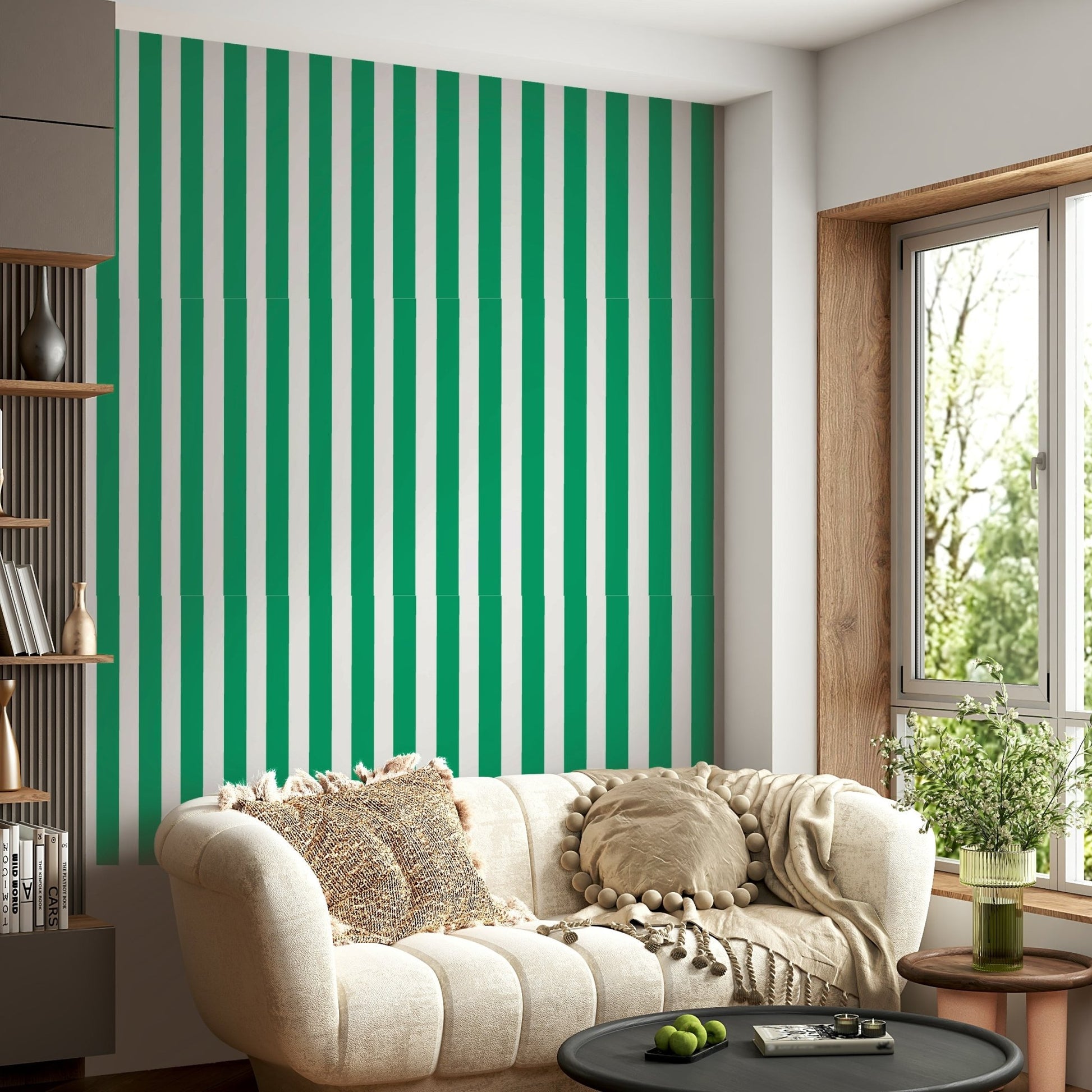 Jade Green Horizontal Stripes for Living Room

