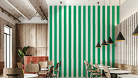 Jade Green Stripes Wallpaper for Classic Interiors

