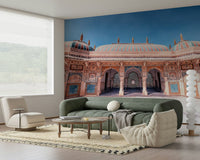 Soft seating area styled with Jaipur Jewel Wall Mural and dome-lined frontage