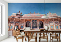 Dining space framed by Jaipur Jewel Wall Mural and painted palace symmetry