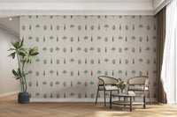 A peaceful wall mural with an elegant, culturally-inspired design.

