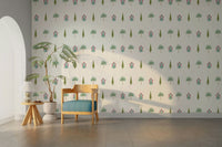 The design features a repeating pattern of soft, intricate shapes.

