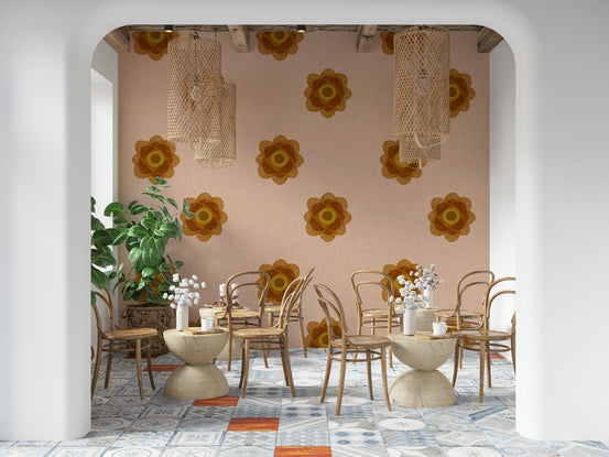 Blush Petal Minimal Orange Floral Wallpaper soft textured GD5417