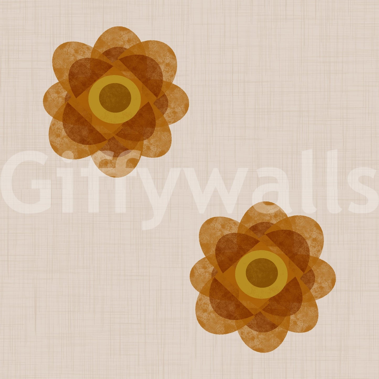 Japandi Bloom - Soft Linen Minimal Orange Floral Wallpaper⁠