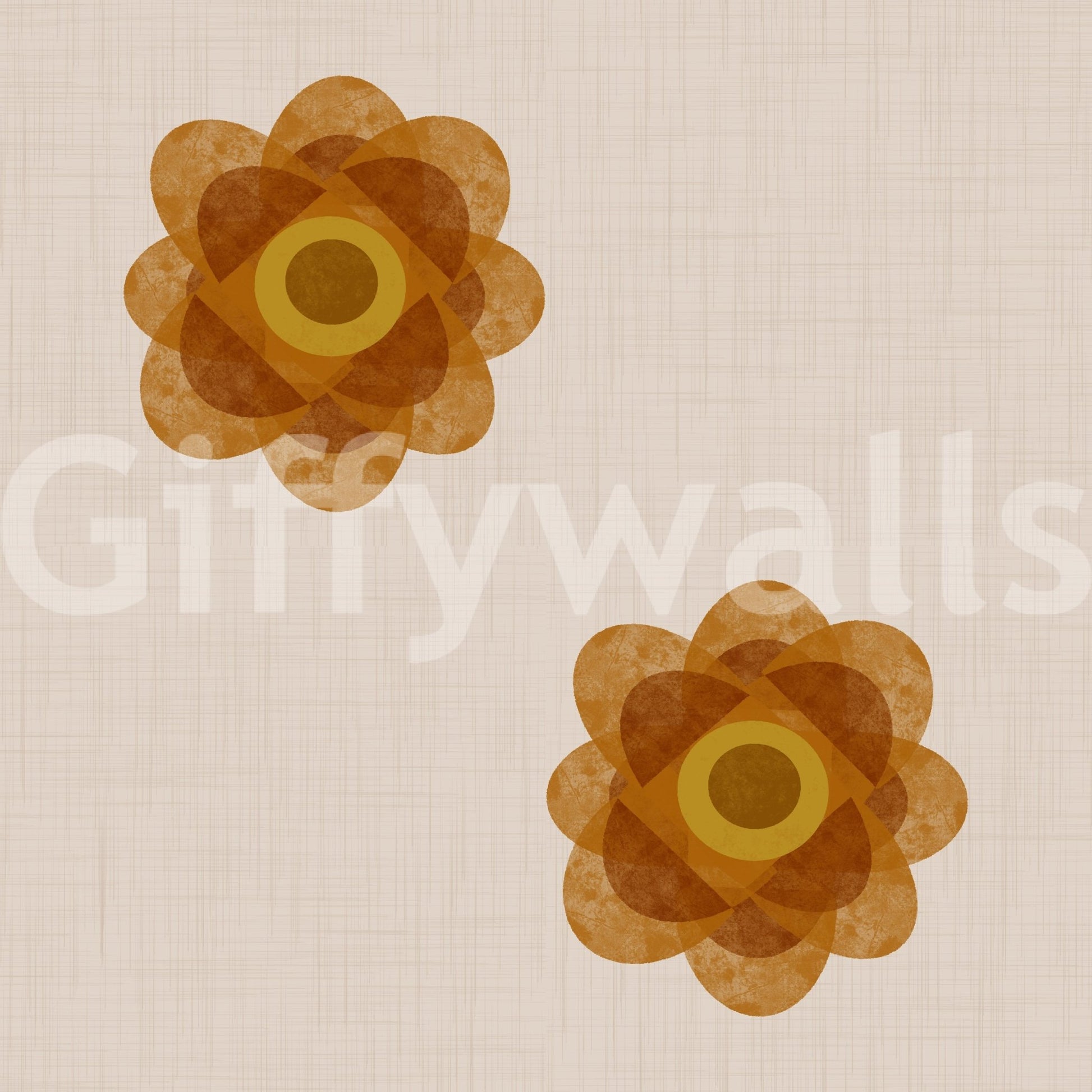Japandi Bloom - Soft Linen Minimal Orange Floral Wallpaper⁠