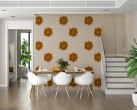 Japandi Bloom - Soft Linen Minimal Orange Floral Wallpaper⁠