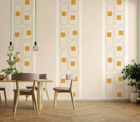 Eggshell wallpaper with Japandi frame lines

