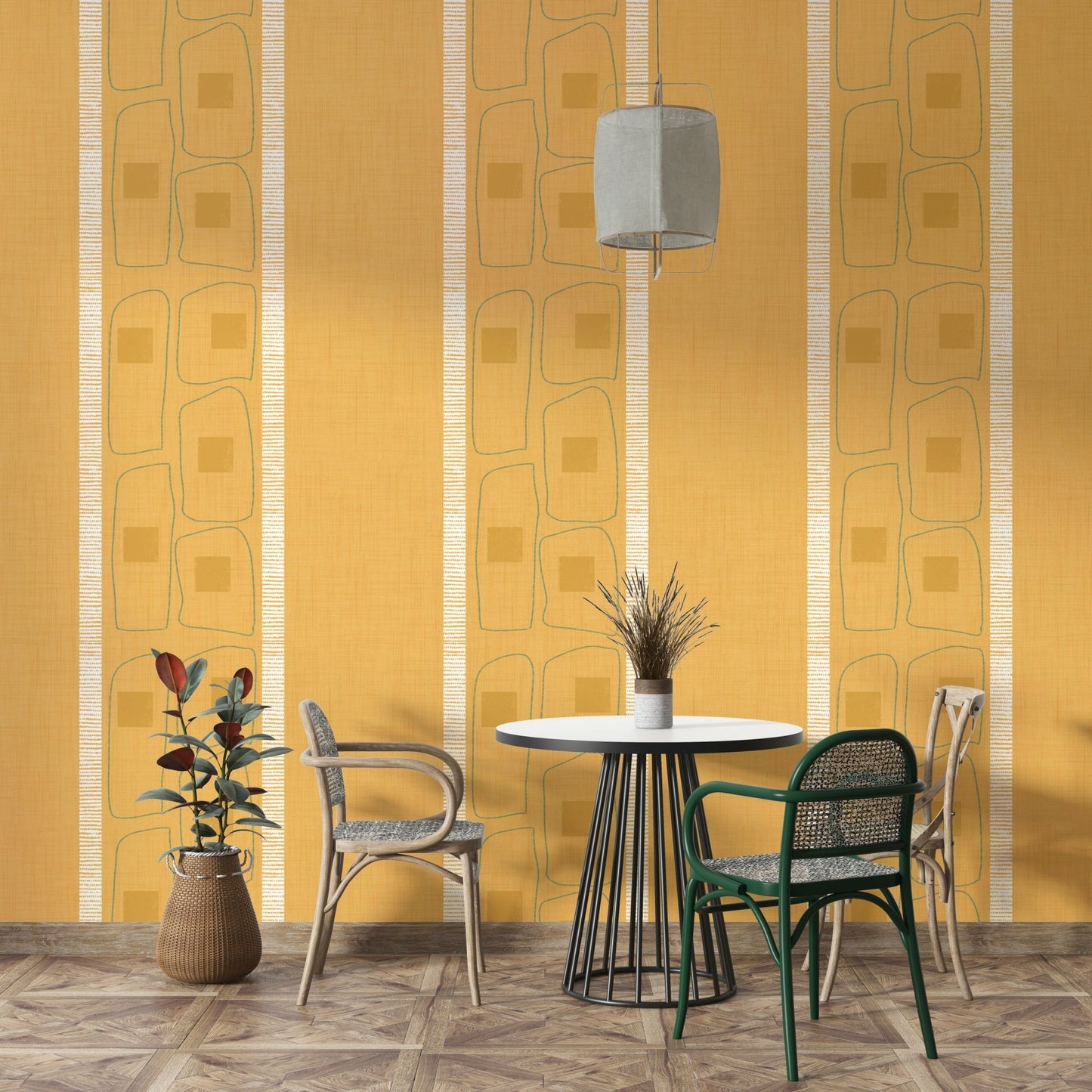 Minimalist Japandi golden ochre wallpaper, GD1052
