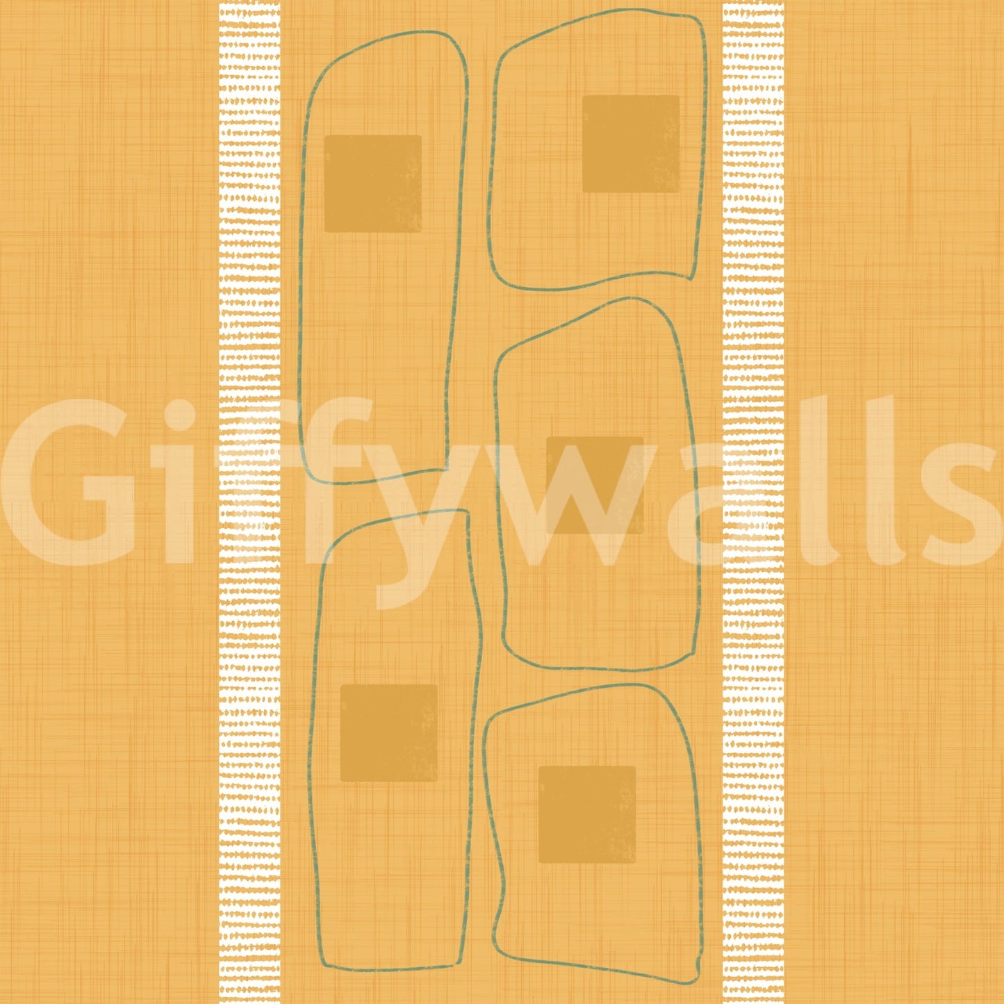 Japandi golden ochre striped wallpaper design, GD1052