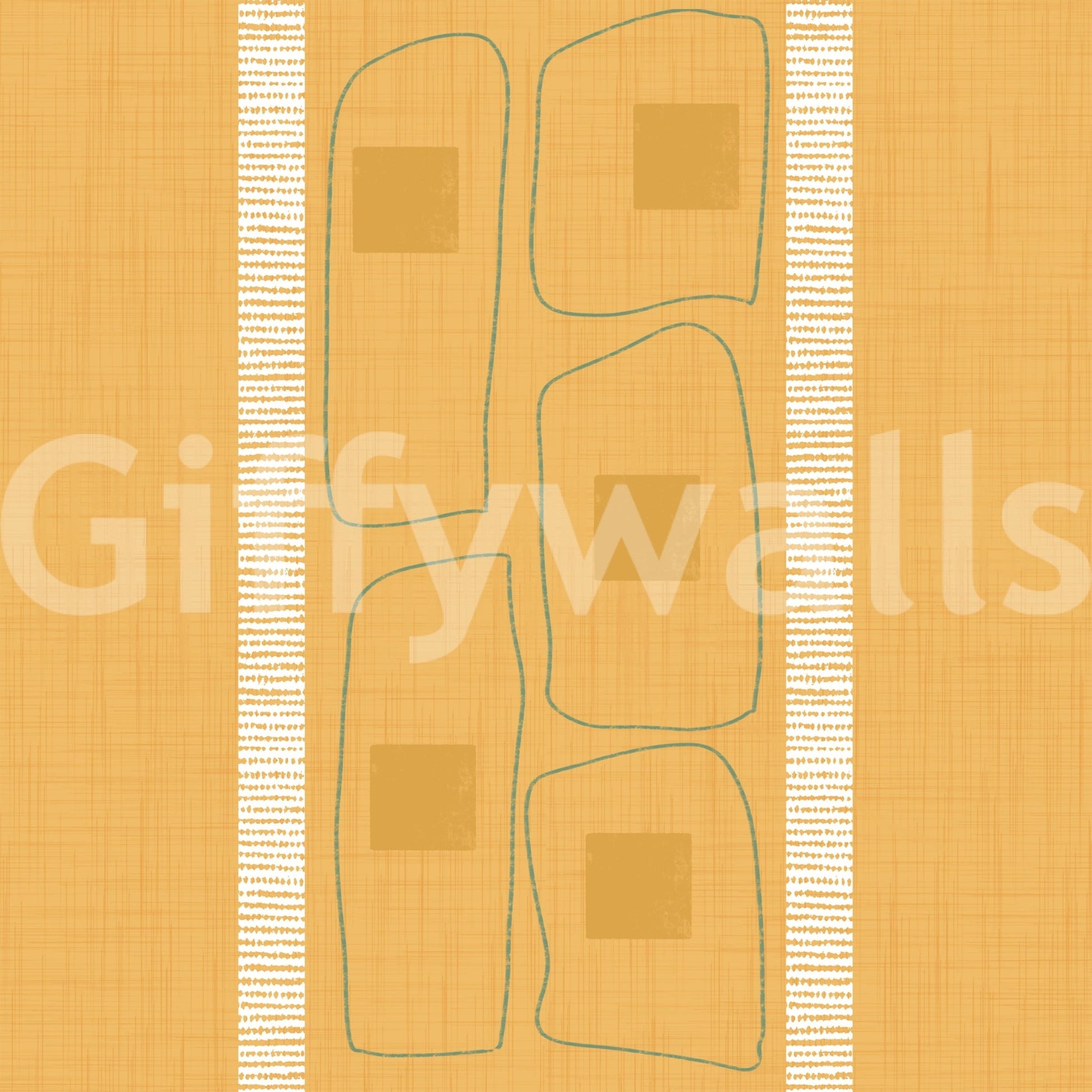 Japandi golden ochre striped wallpaper design, GD1052
