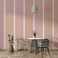 Japandi style wallpaper mauve frame lines

