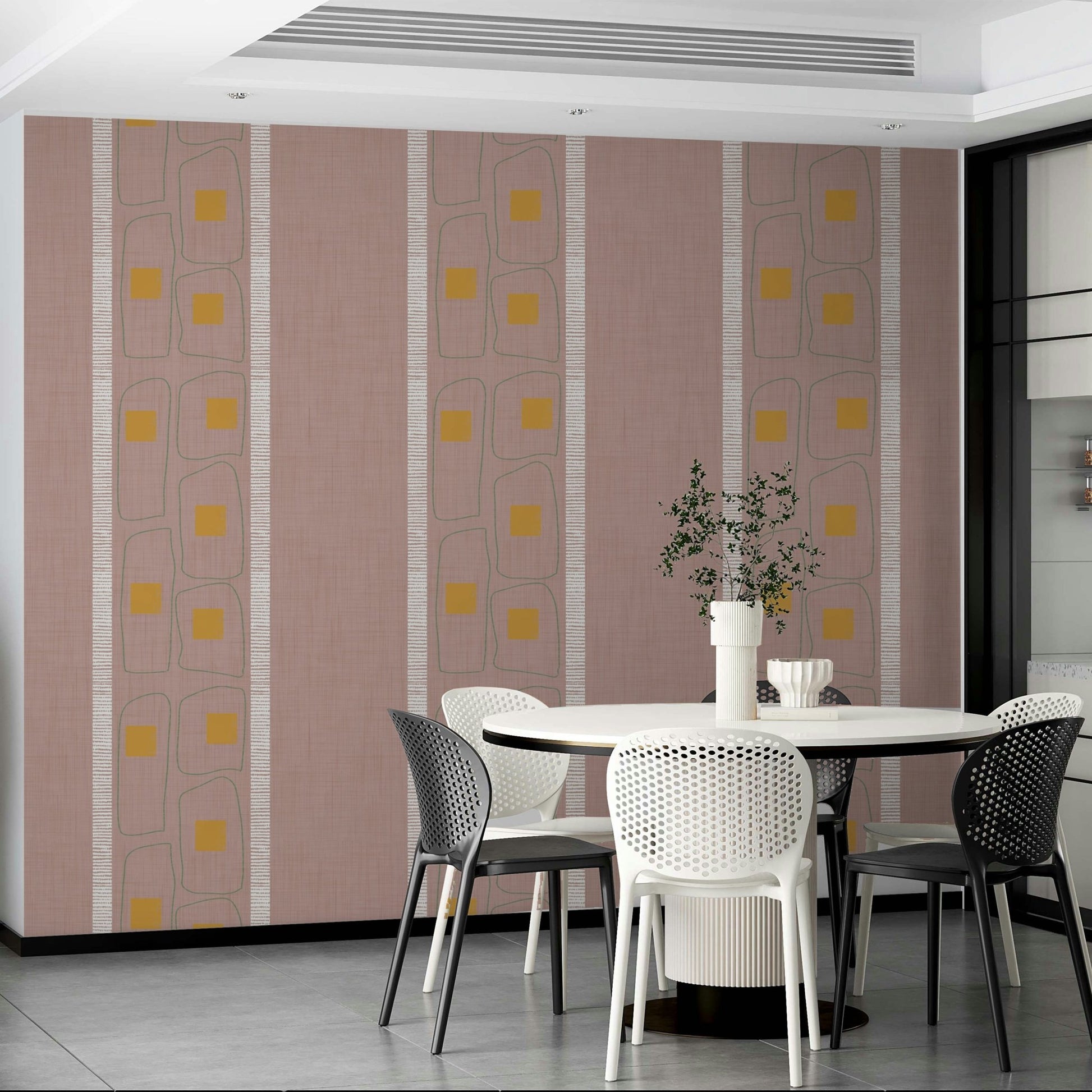 Japandi mauve frame lines wallpaper design

