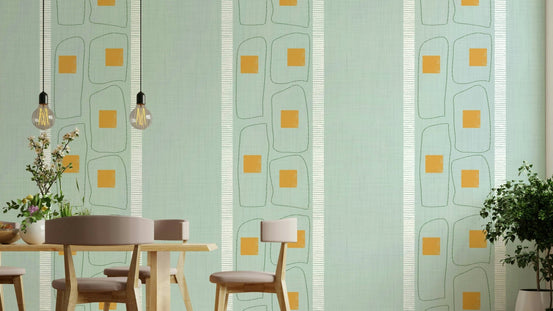 Japandi soft blue frame lines wallpaper, GD1055