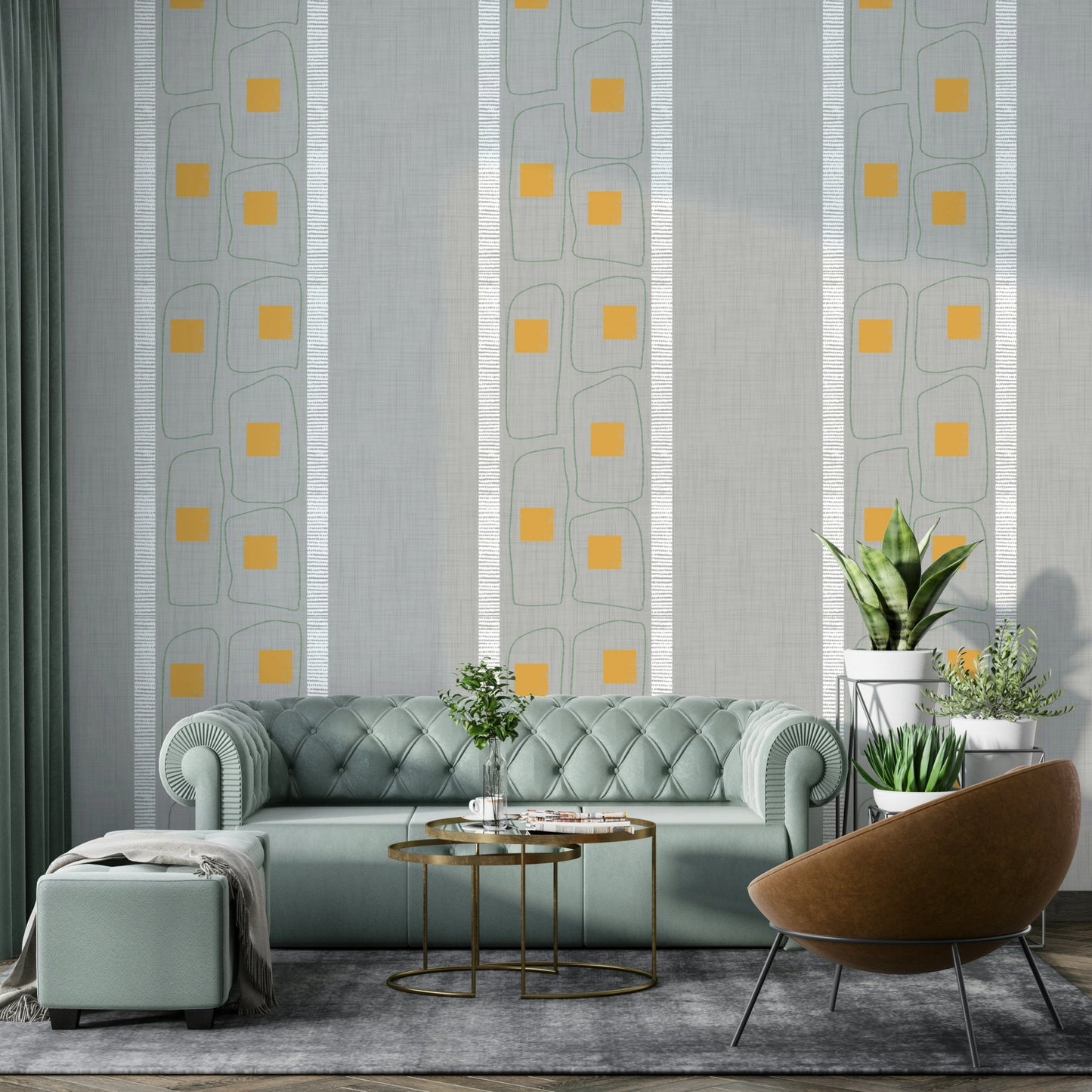 Japandi style soft frame lines wallpaper

