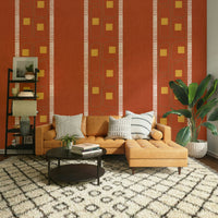 Japandi terracotta wallpaper with frame lines, GD1056