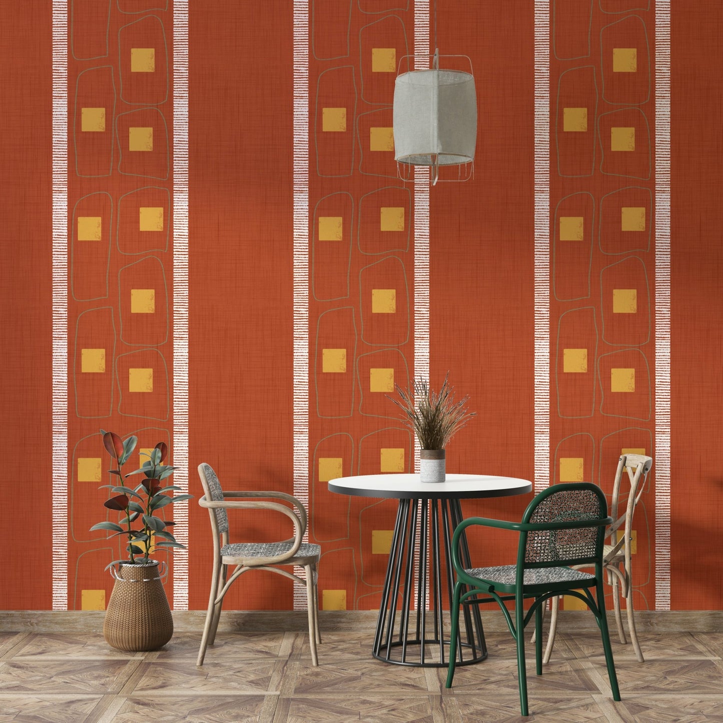 Japandi wallpaper terracotta frame design, GD1056