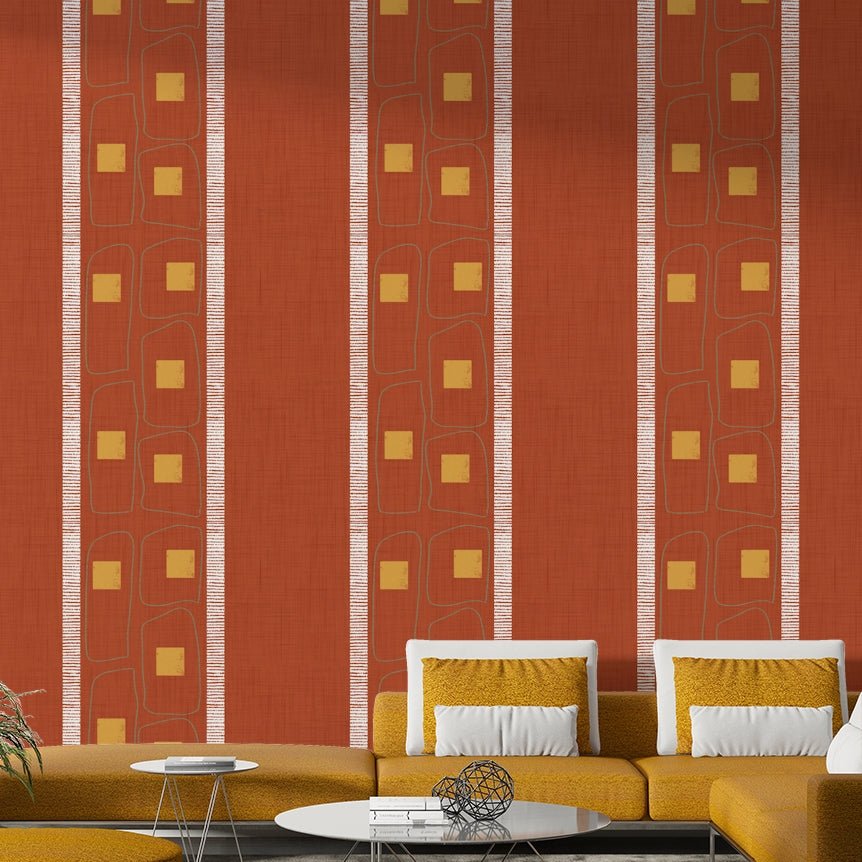 Frame lines wallpaper in terracotta shade, GD1056