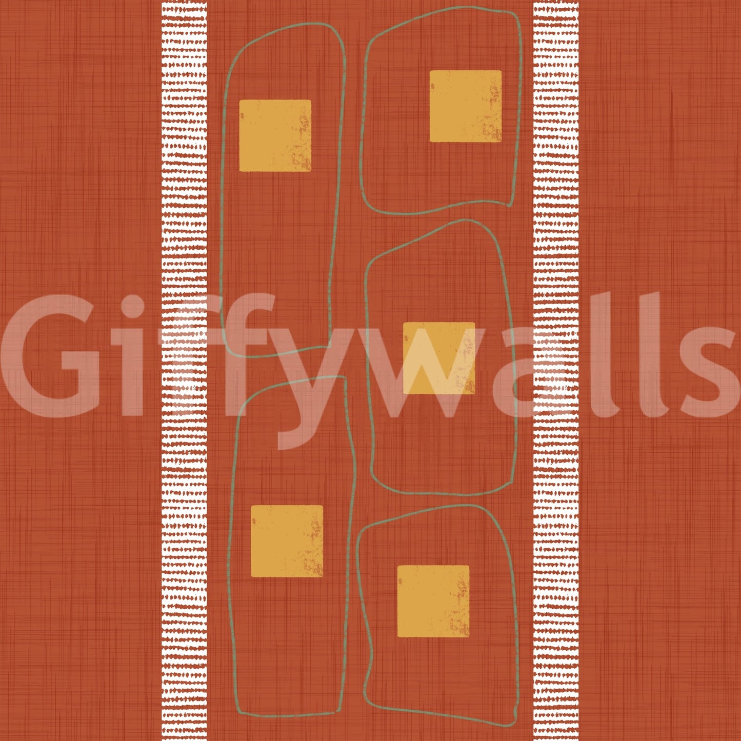 Japandi terracotta framed line wallpaper, GD1056