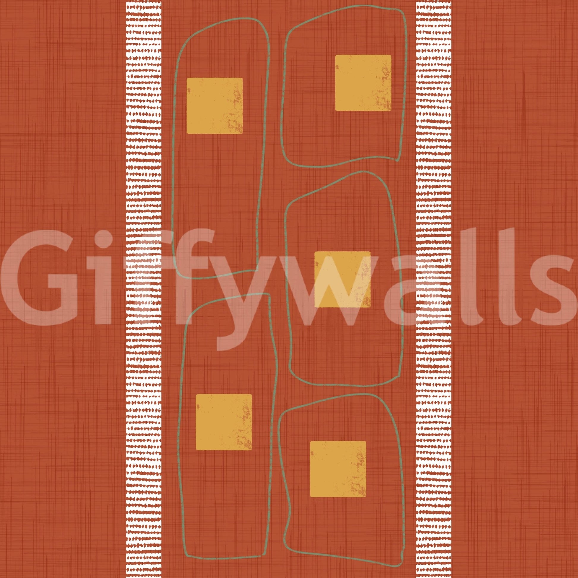 Japandi terracotta framed line wallpaper, GD1056