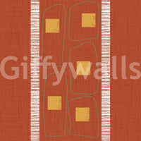 Japandi terracotta framed line wallpaper, GD1056