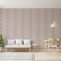 Symmetrical leaf motif wall mural for a balanced and peaceful home office.
