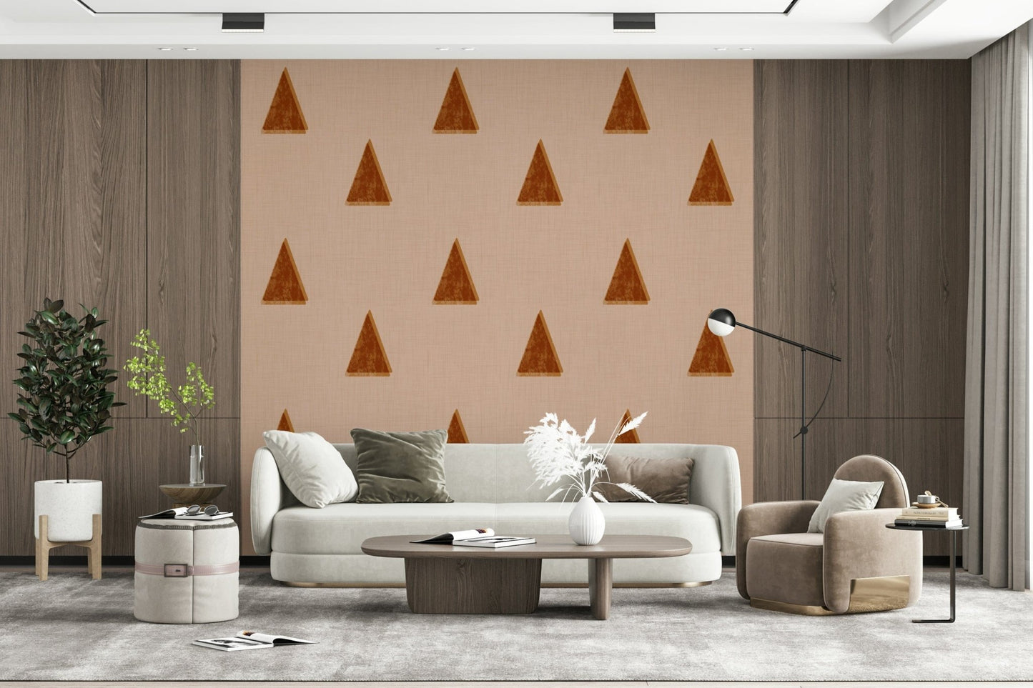 A calming floral design wallpaper mural that defines a space.