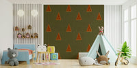 A beautiful modern art wall mural of geometric trees.