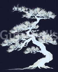 Warm cream highlights touch the bark edges on this matsu pine wall mural GD9498