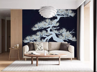 Calm living room mood from the silver pine silhouette wall mural top down
GD9498