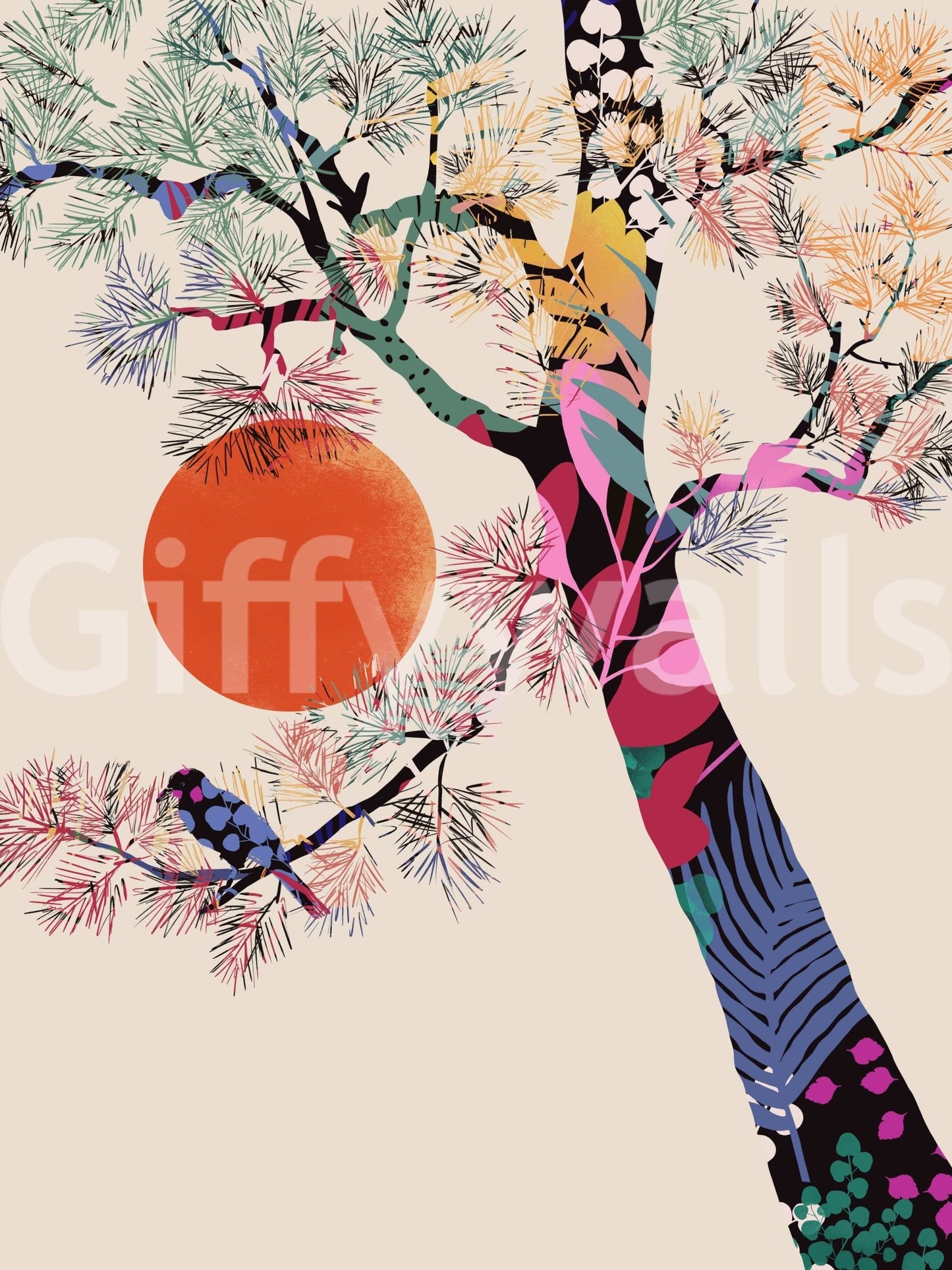 Floral summer garden wall mural for an elegant feature wall.