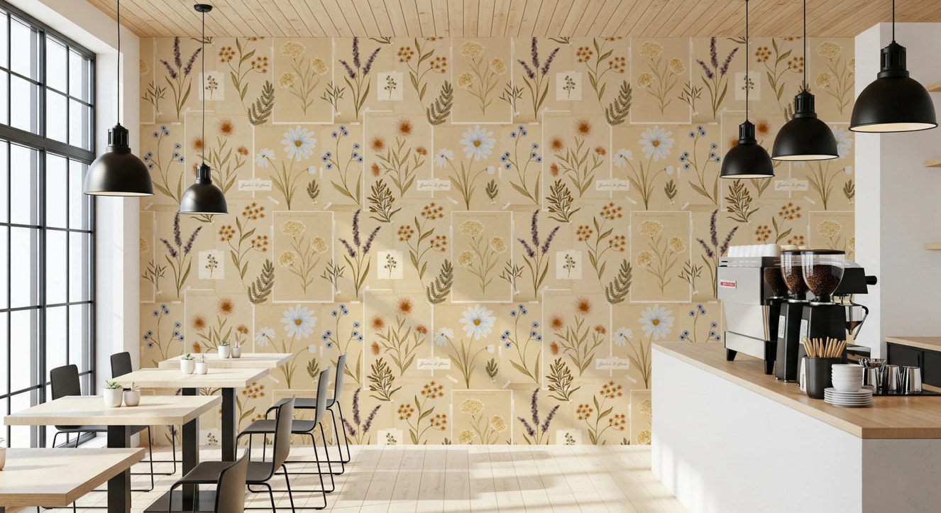 Jardin des Fleurs Collage Muted Wallpaper⁠
