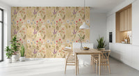 Dining room with Jardin des Fleurs Collage Wallpaper and a light dining corner