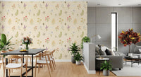 Jardin des Fleurs wallpaper with scattered blooms on cream textureGD9208