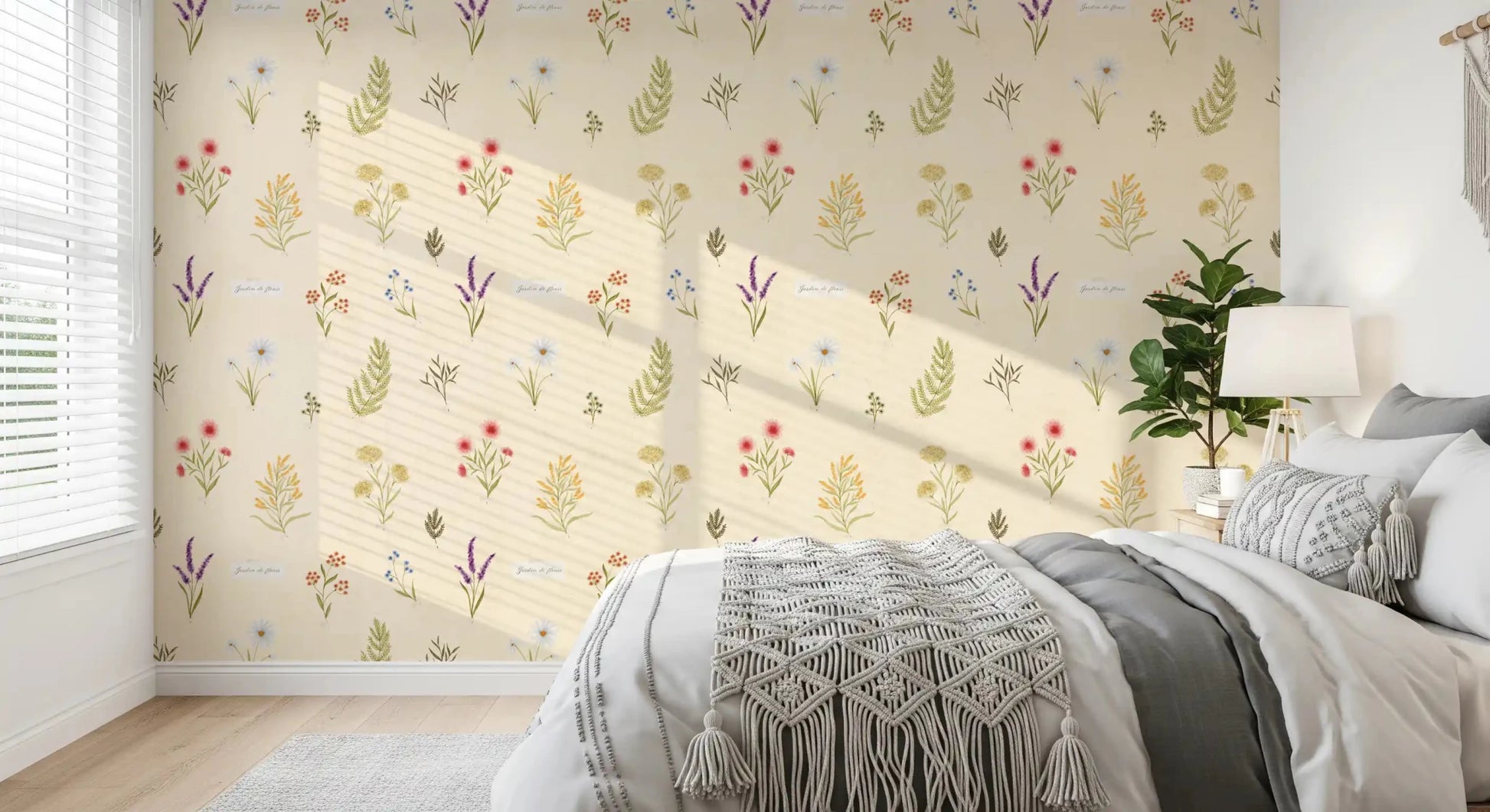  Bedroom with Jardin des Fleurs wallpaper and soft floral sprigs⁠GD9208