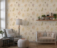 Jardin des Fleurs floral stripe wallpaper with neutral base, GD9209