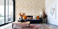 Office room with Jardin des Fleurs wildflowers wallpaper stripes, GD9209