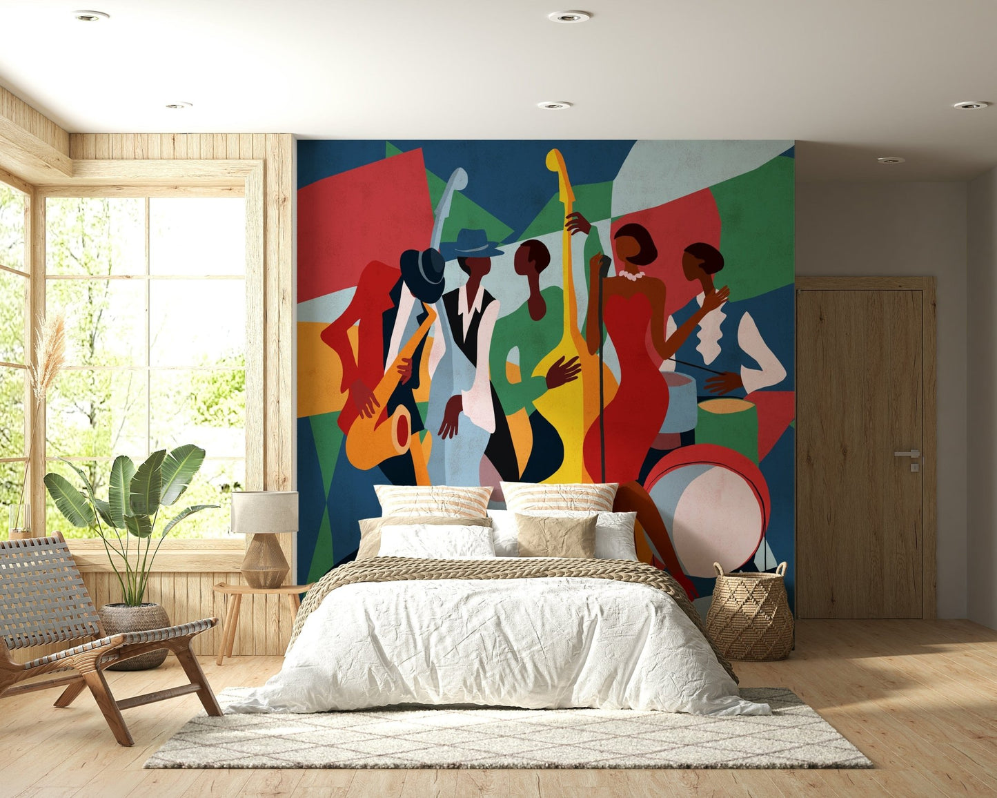 Retro music wall mural for a contemporary flat dining space., GD7821