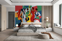 Musical instrument wallpaper featuring a saxophone for a bedroom wall., GD7821