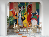 Monochrome jazz wall mural for a sleek apartment living area., GD7821