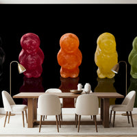 Spacious dining interior with Jelly Babies Wall Mural and vivid sweet figures, GD8629