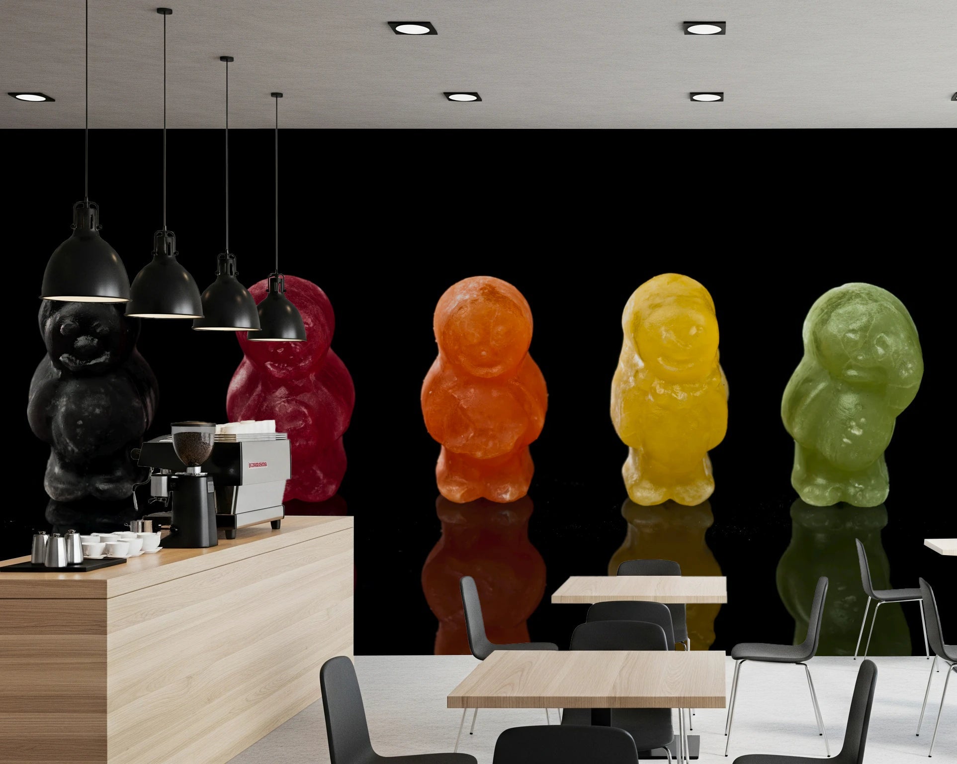 Cafe with Jelly Babies Wall Mural and multicolor candy display, GD8629