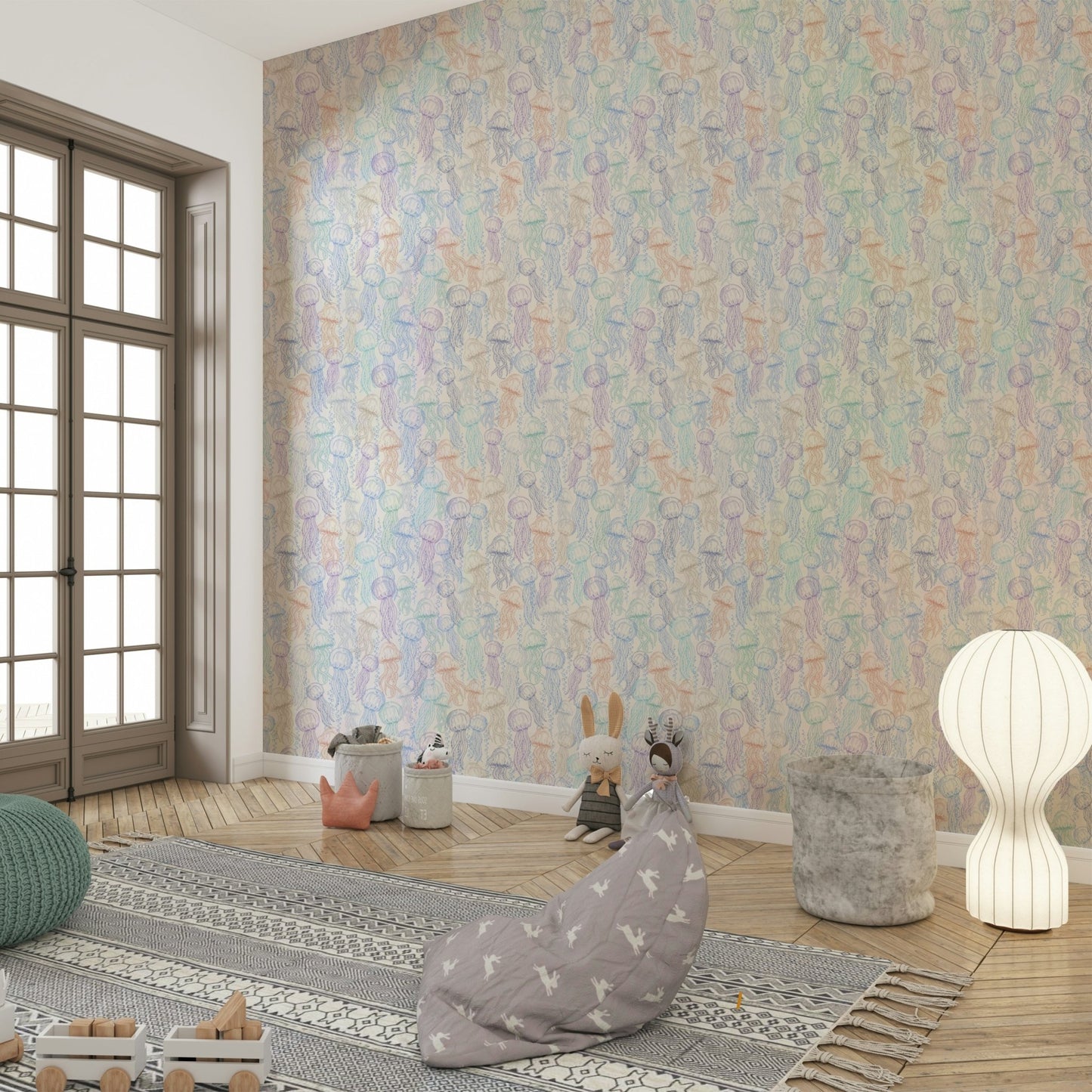 Cute jellyfish design with soft tones wallpaper

