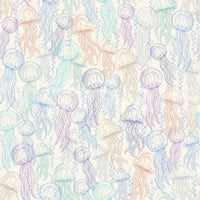 Soft pastel jellyfish with underwater bubbles wallpaper


