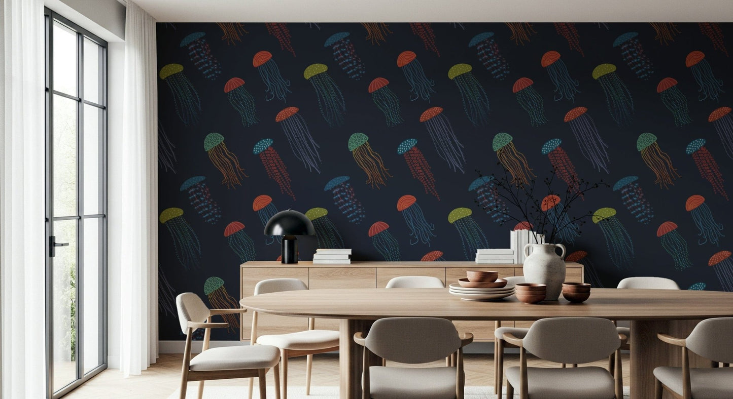 Deep sea Harmony wall mural for a basement media room or home cinema.