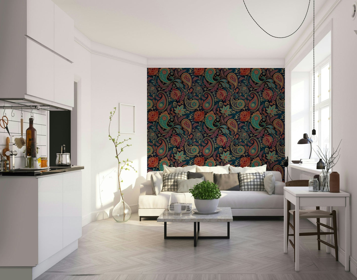 The colors are deep and rich, with a jewel-toned and sapphire palette.

