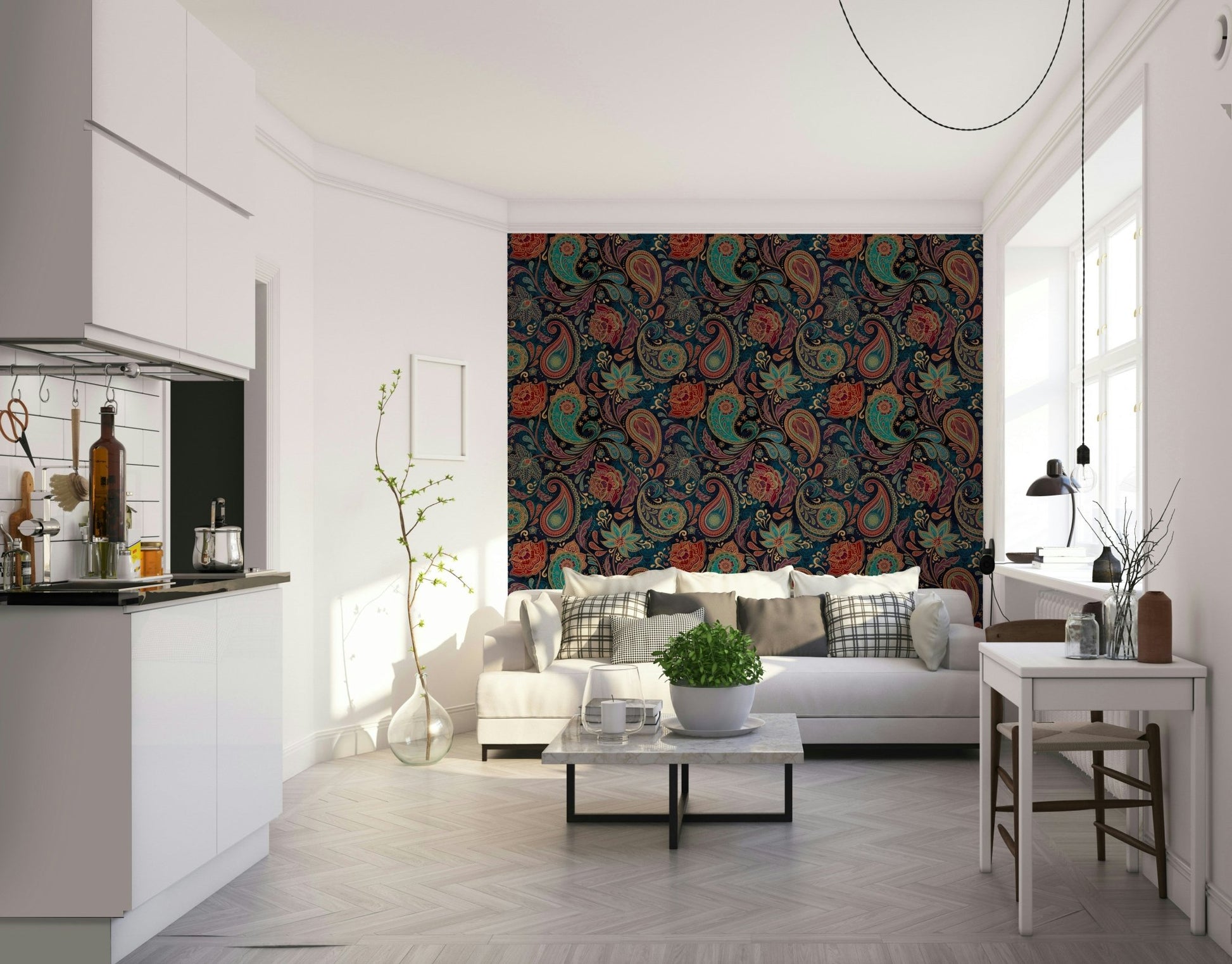 The colors are deep and rich, with a jewel-toned and sapphire palette.

