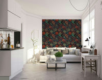 The colors are deep and rich, with a jewel-toned and sapphire palette.

