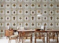 Jeweled Elegance Pattern Wall Mural in a bright dining room space., GD8993